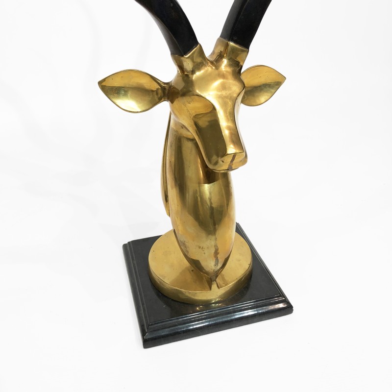 Vintage brass antelope head sculpture, 1970s