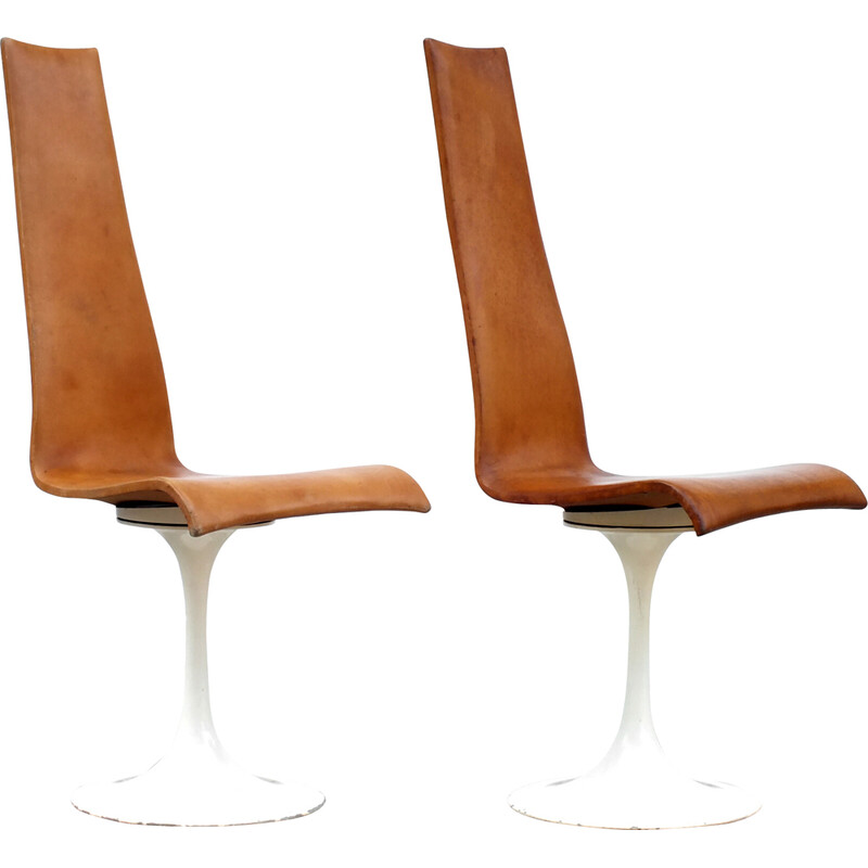 Pair of vintage sculptural chairs by Haberli Theo Alfredo, Swiss