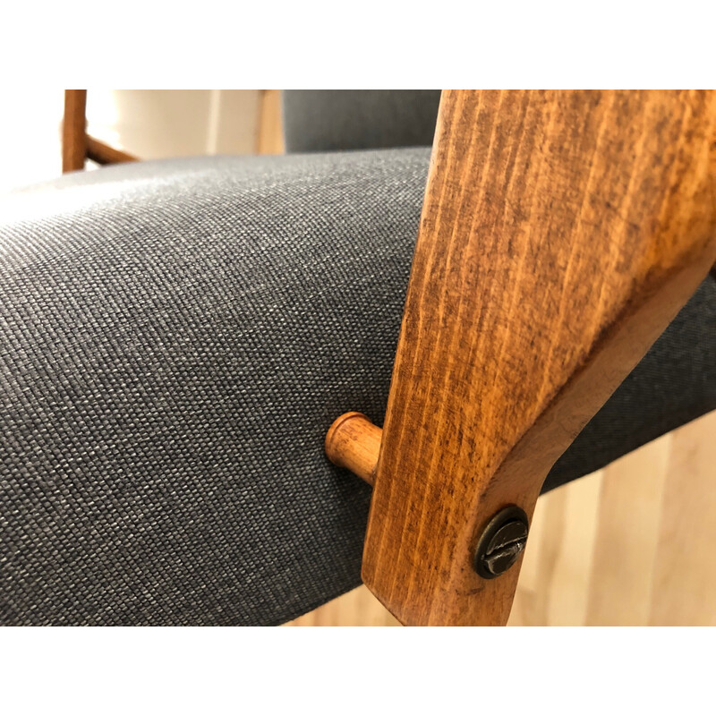 Coppia di poltrone vintage grigie con rivestimento in kvadrat di Henryk Lis, 1960