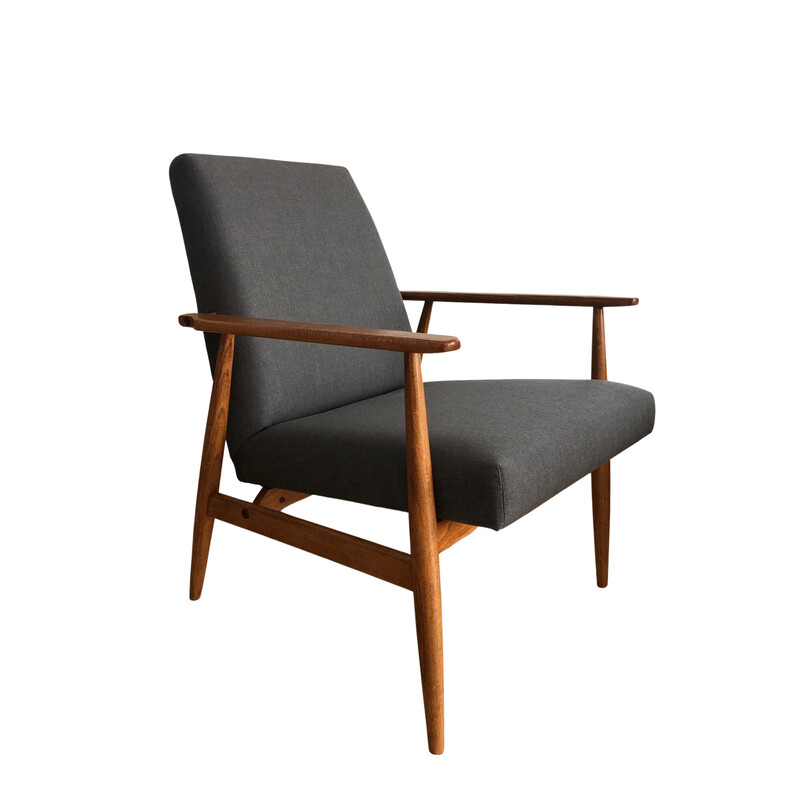 Paar graue Vintage-Sessel mit Kvadrat-Bezug von Henryk Lis, 1960er Jahre