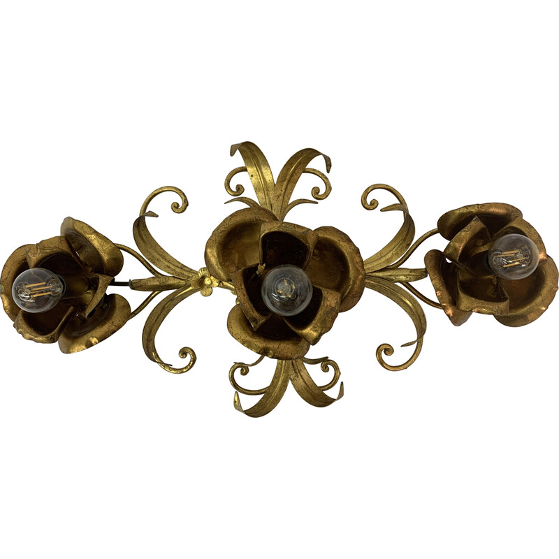 Vintage wall lamp floral, 1970s