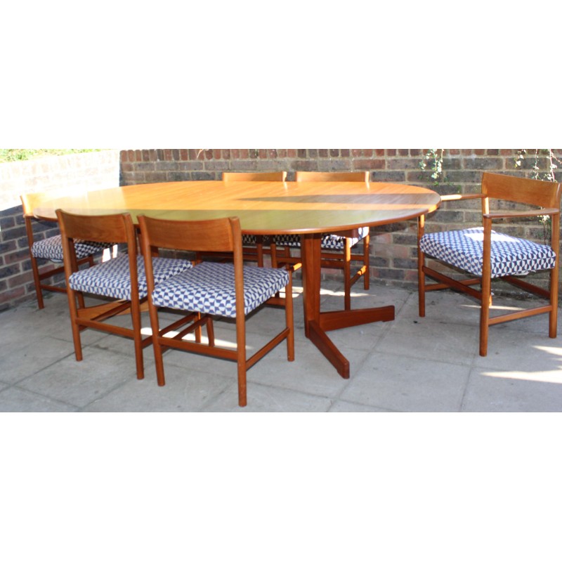 Vintage teak dining set with 6 chairs, 1960