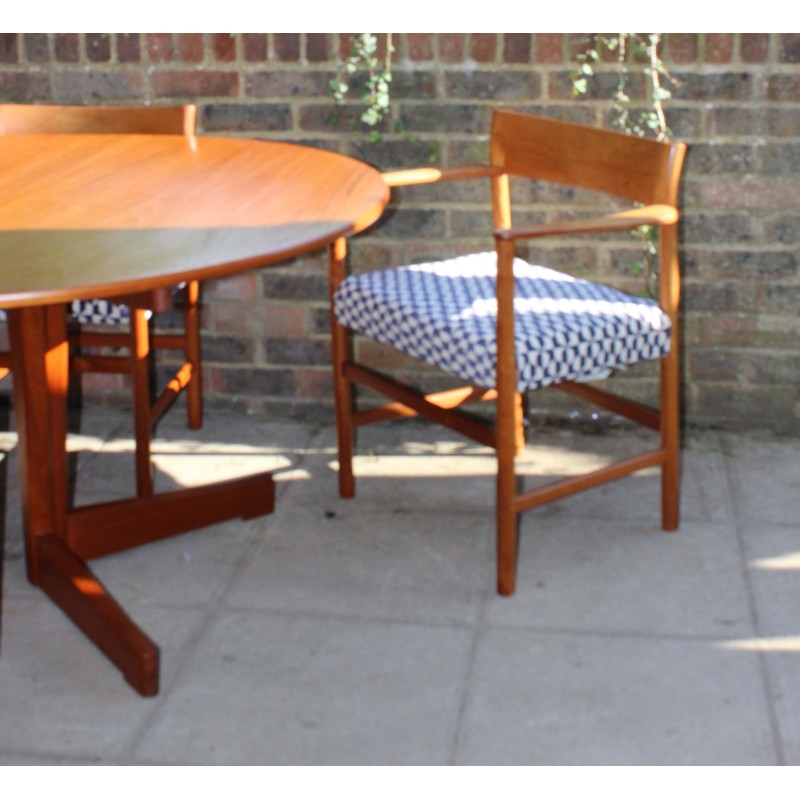 Vintage teak dining set with 6 chairs, 1960