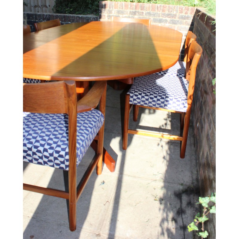 Vintage teak dining set with 6 chairs, 1960