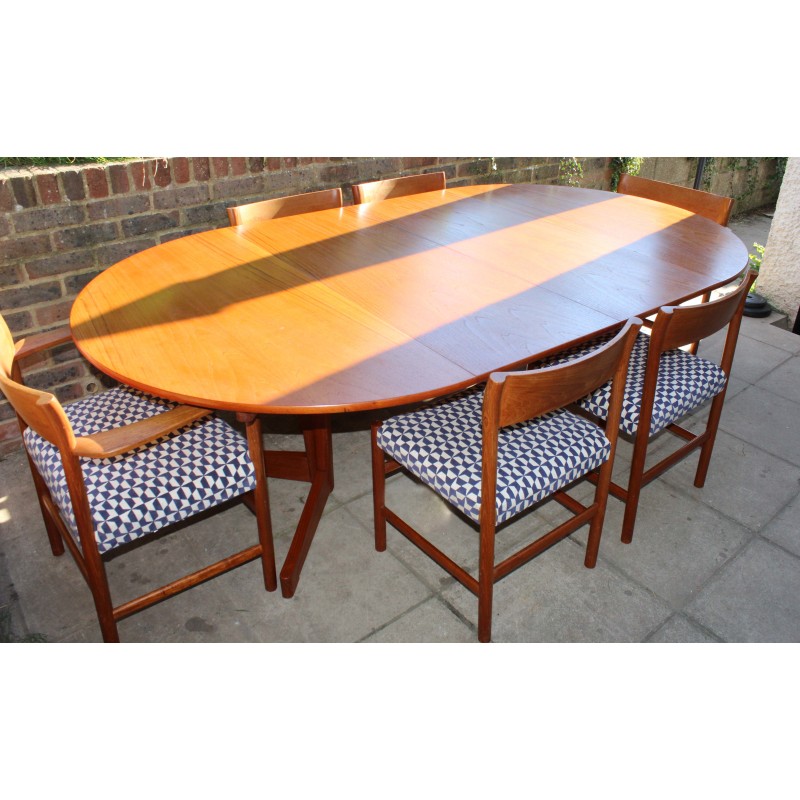 Vintage teak dining set with 6 chairs, 1960