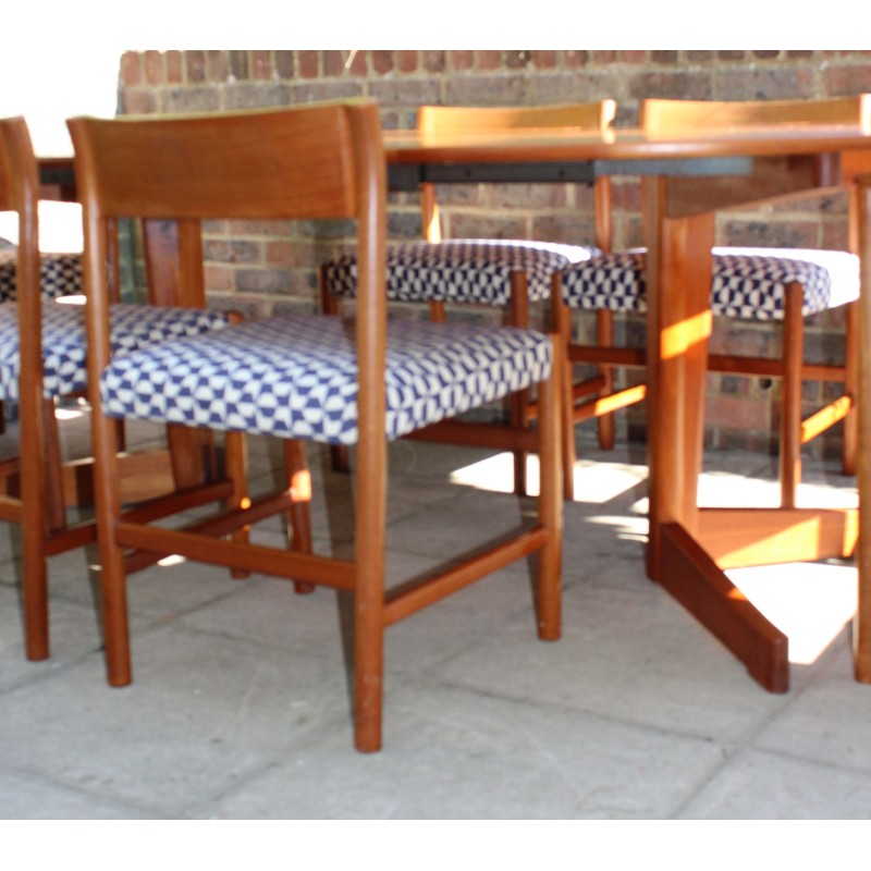 Vintage teak dining set with 6 chairs, 1960