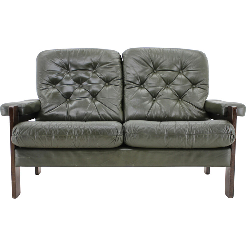 2-Sitzer Vintage-Ledersofa, Dänemark 1970er