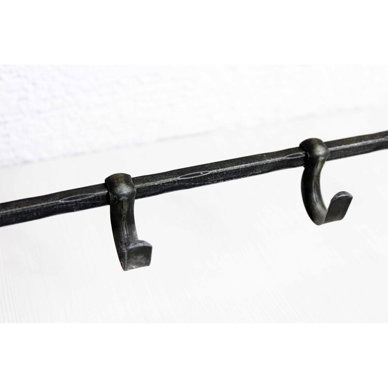 Vintage wall mounted coat rack with sliding hooks, 1960s