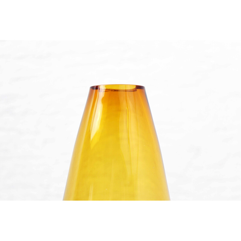 Vase scandinave vintage en verre jaune, 1960-1970