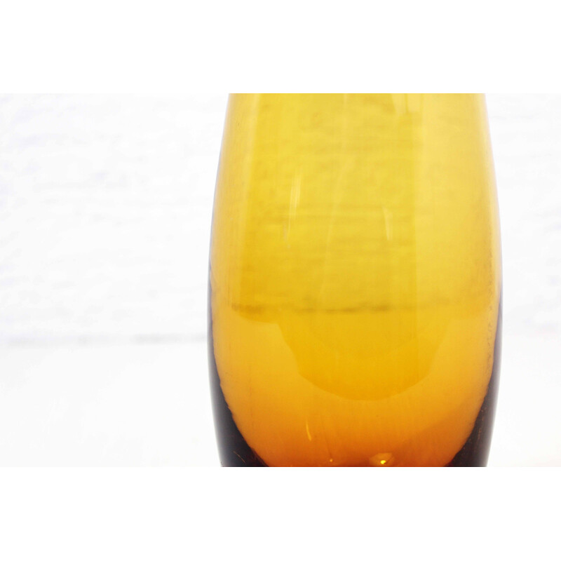 Scandinavian vintage yellow glass vase, 1960-1970