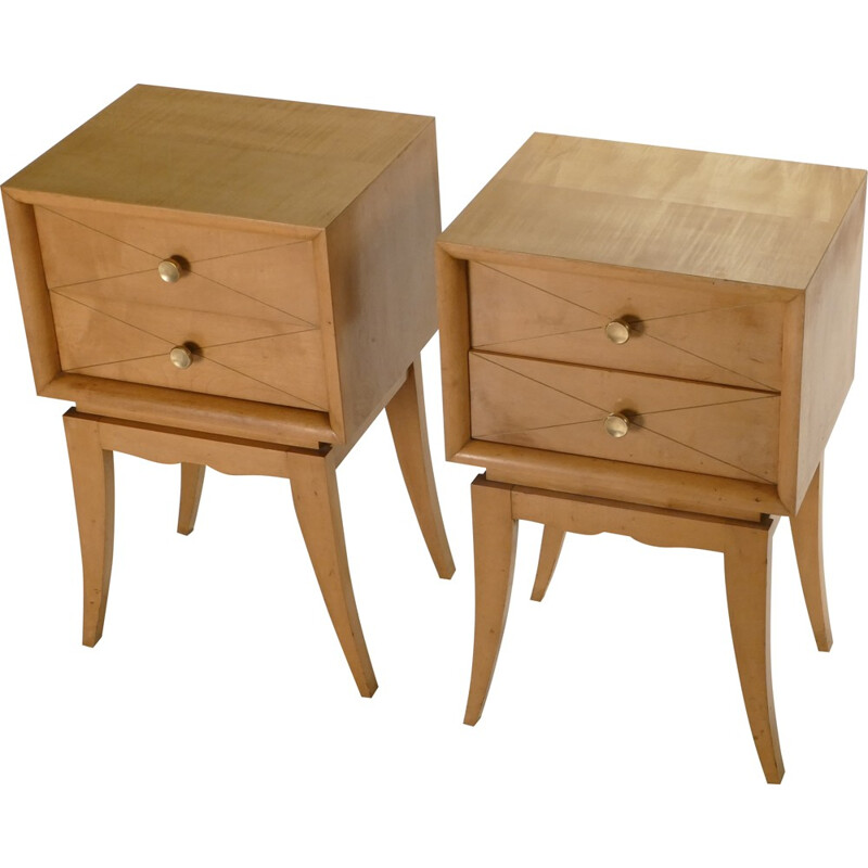 Pair of bedside tables in brass by Suzanne Guiguichon -1950s