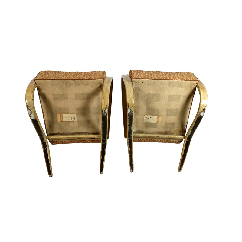 Paar vintage H 269 fauteuils van Jindřich Halabala, Tsjechië jaren 1930