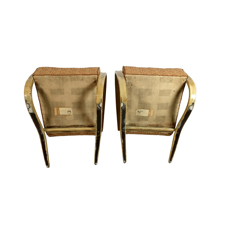 Pair of vintage H 269 armchairs by Jindřich Halabala, Czech Republic 1930s