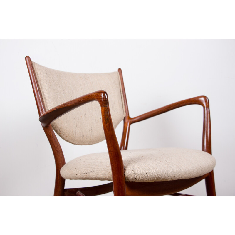 Vintage Deense fauteuil in teak en stof model Nv 46 van Finn Jhul voor Niels Vodder, 1950