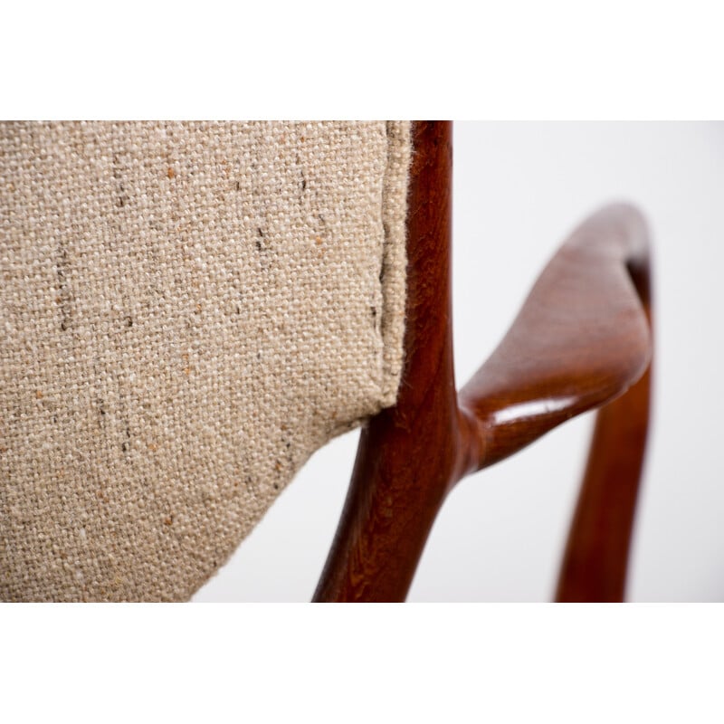 Vintage Danish armchair in teak and fabric model Nv 46 by Finn Jhul for Niels Vodder, 1950