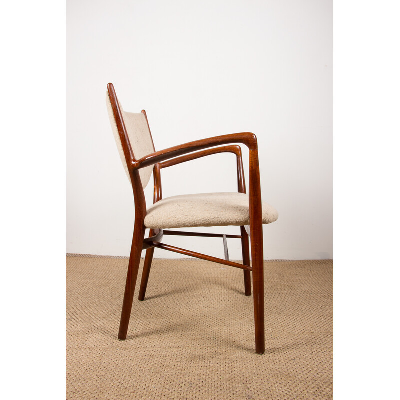 Vintage Deense fauteuil in teak en stof model Nv 46 van Finn Jhul voor Niels Vodder, 1950