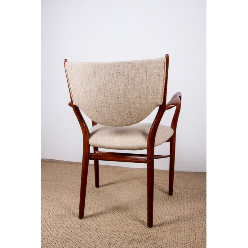 Vintage Danish armchair in teak and fabric model Nv 46 by Finn Jhul for Niels Vodder, 1950