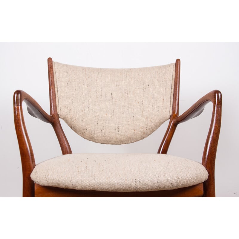 Vintage Danish armchair in teak and fabric model Nv 46 by Finn Jhul for Niels Vodder, 1950