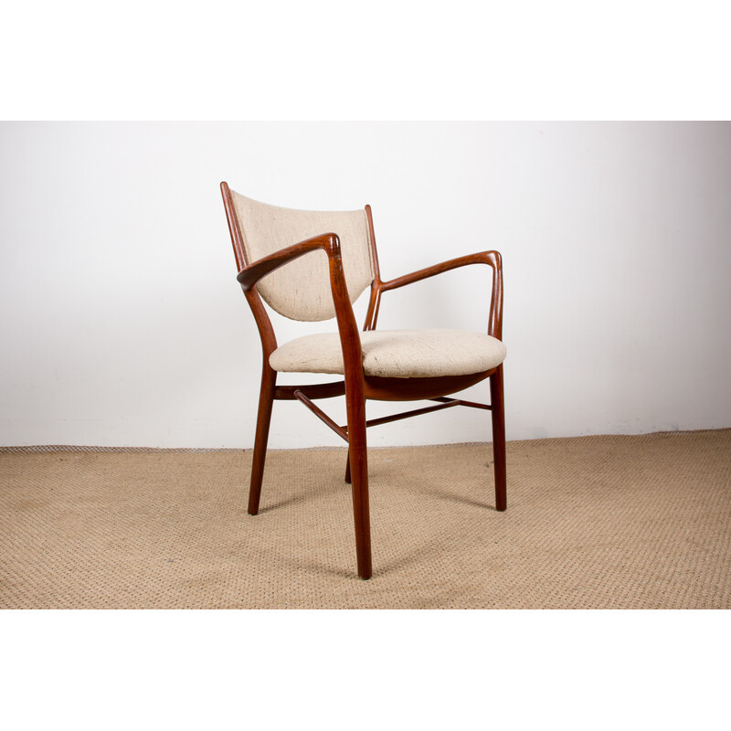 Vintage Danish armchair in teak and fabric model Nv 46 by Finn Jhul for Niels Vodder, 1950