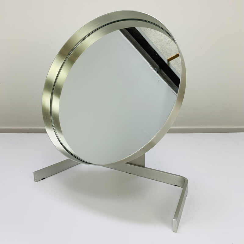 Vintage mirror in brushed aluminum by Pierre Vandel, 1970