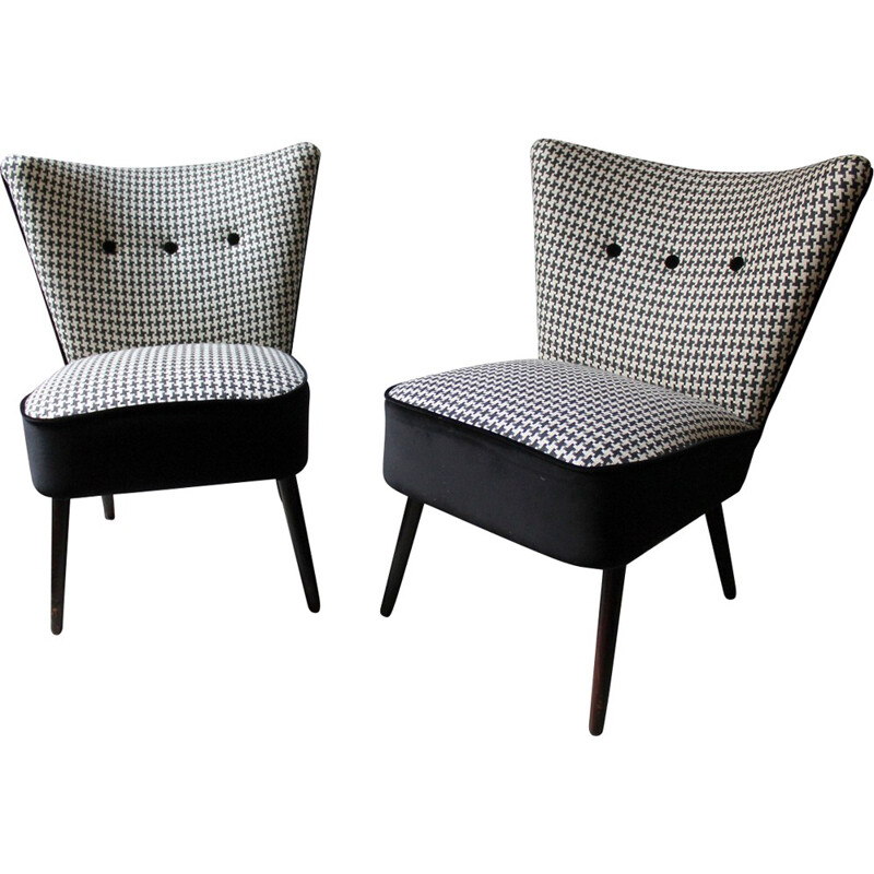 Paire de fauteuils cocktail noir et blanc - 1950