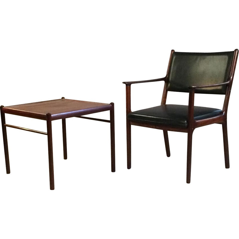 Rosewood armchair and side table Ole Wansher for P. Jeppesen Møbelfabrik - 1950s
