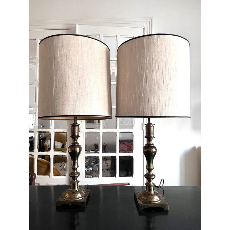 Paire de lampes vintage Stiffel en laiton