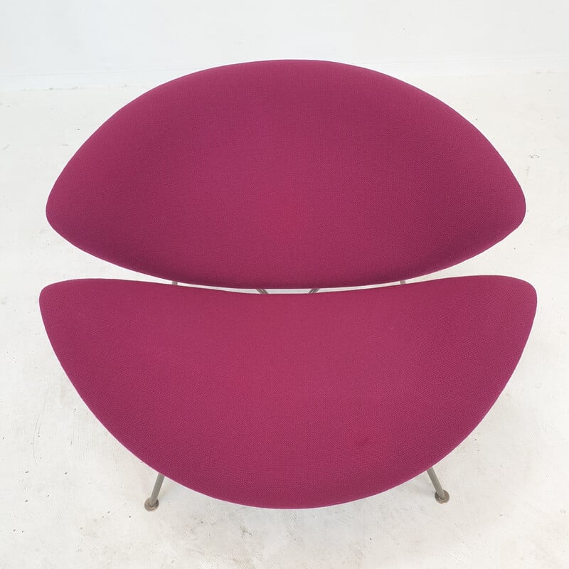 Fauteuil vintage Orange Slice en nickel et laine fuchsia par Pierre Paulin pour Artifort, 1960