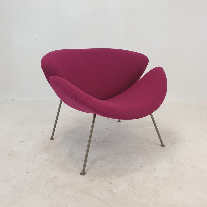 Fauteuil vintage Orange Slice en nickel et laine fuchsia par Pierre Paulin pour Artifort, 1960