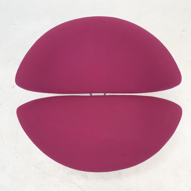 Vintage Orange Slice armchair in nickel and fuchsia wool by Pierre Paulin for Artifort, 1960s