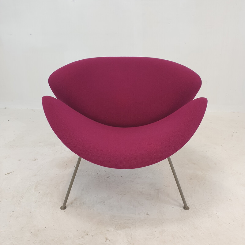 Fauteuil vintage Orange Slice en nickel et laine fuchsia par Pierre Paulin pour Artifort, 1960