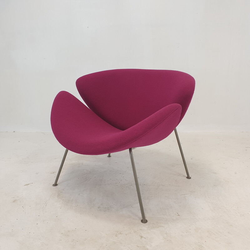 Vintage Orange Slice fauteuil in nikkel en fuchsia wol van Pierre Paulin voor Artifort, 1960