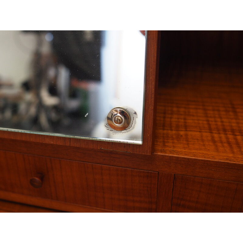 Vintage secretaire in teak en massief hout, Denemarken 1970