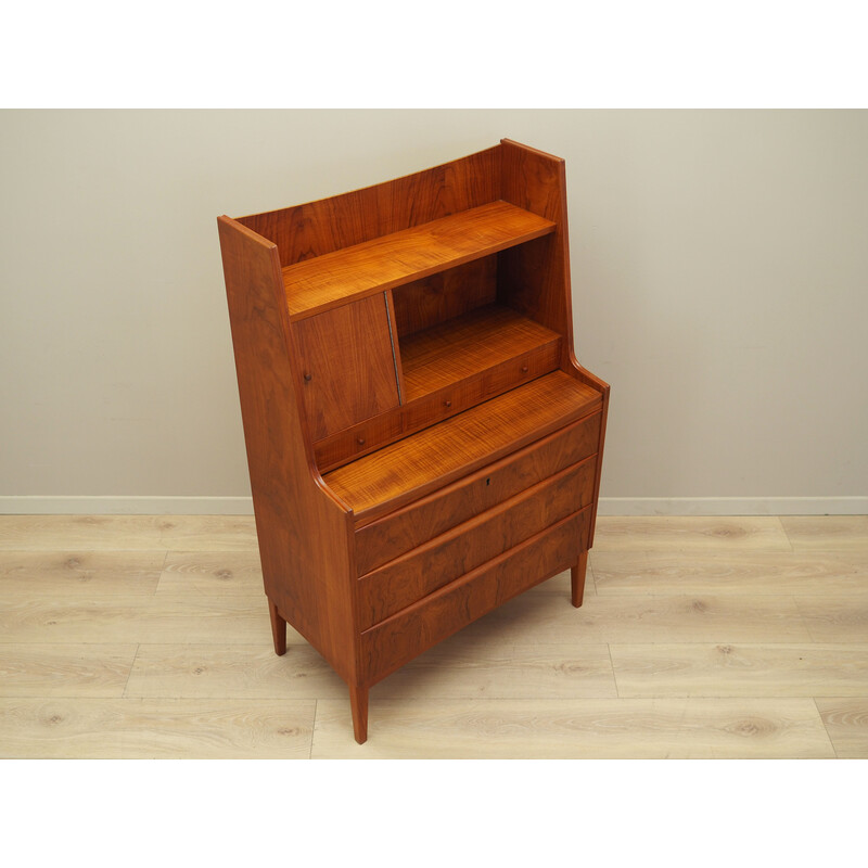 Vintage secretaire in teak en massief hout, Denemarken 1970