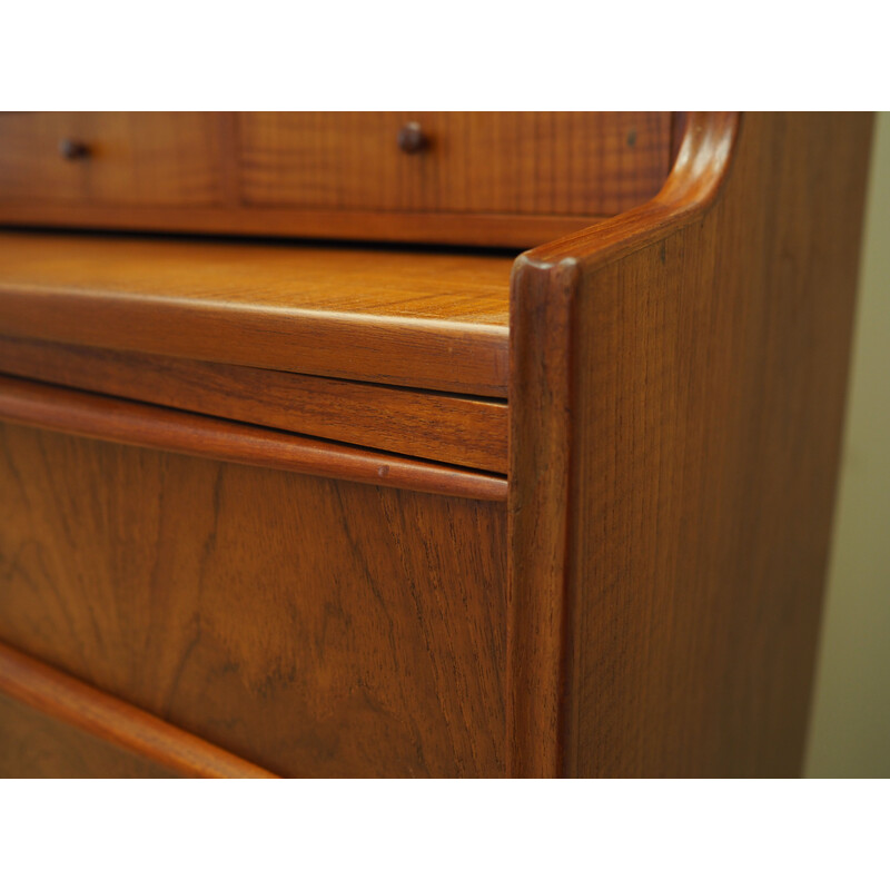 Vintage secretaire in teak en massief hout, Denemarken 1970