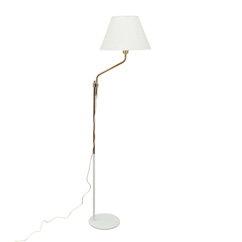 Vintage floor lamp in metal and white fabric, Denmark 1970s