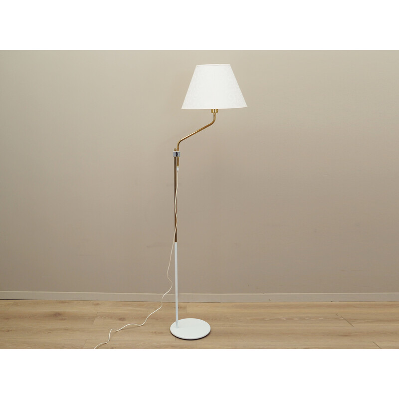 Vintage floor lamp in metal and white fabric, Denmark 1970s