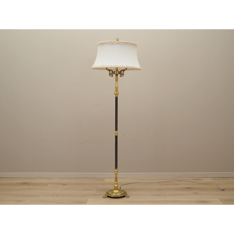 Vintage floor lamp in metal and white fabric, Denmark 1970s