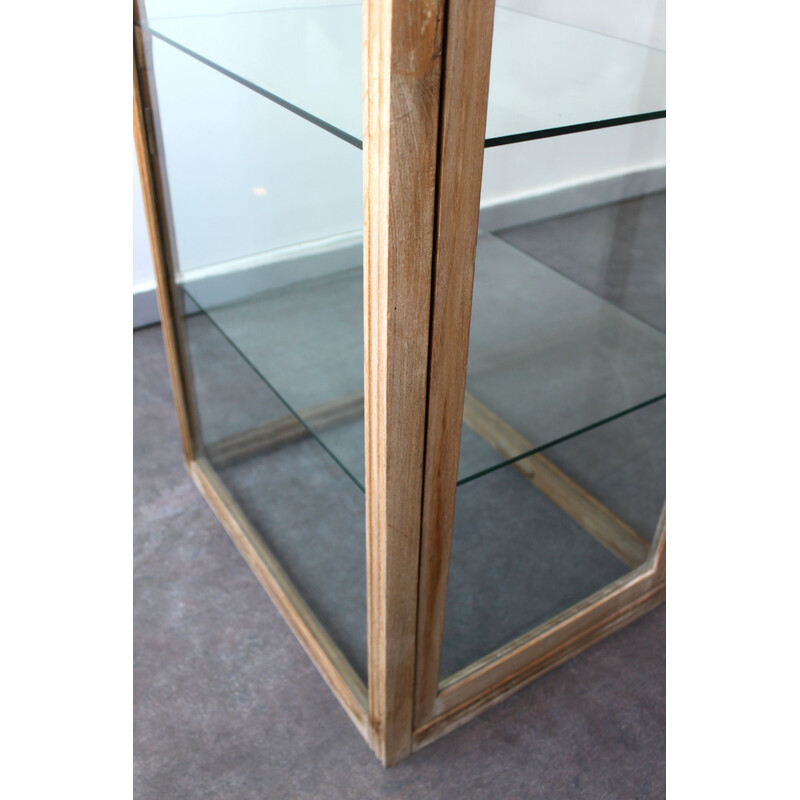 Vintage oakwood and glass counter display cabinet