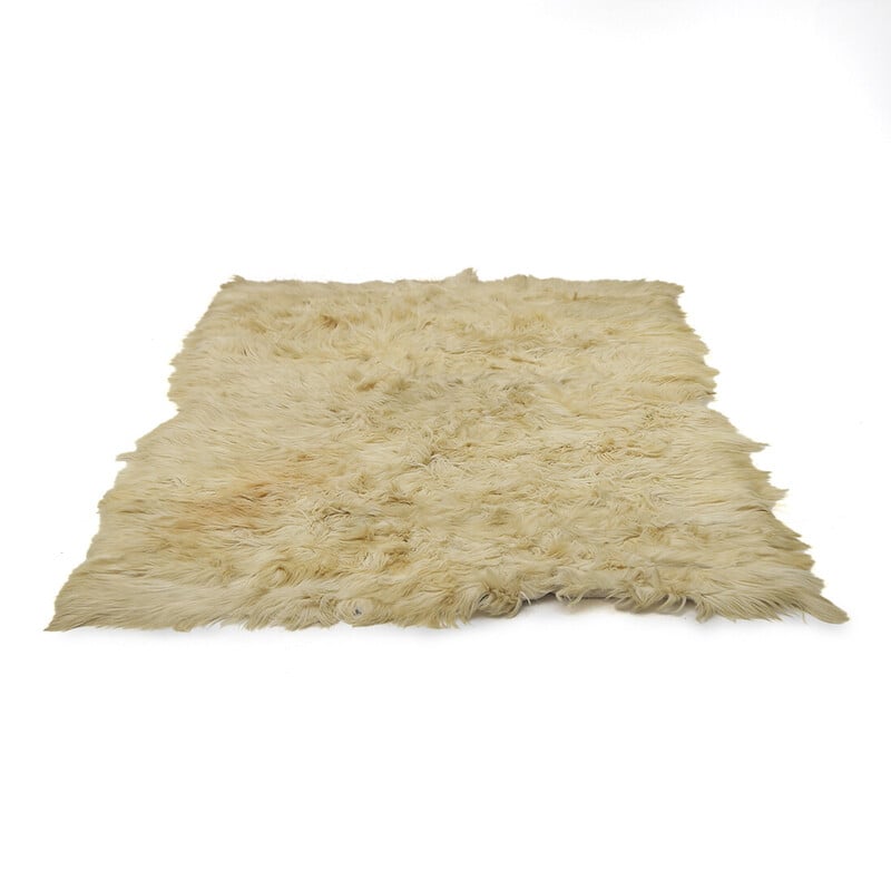 Vintage italian rectangular sheepskin rug, 1960s