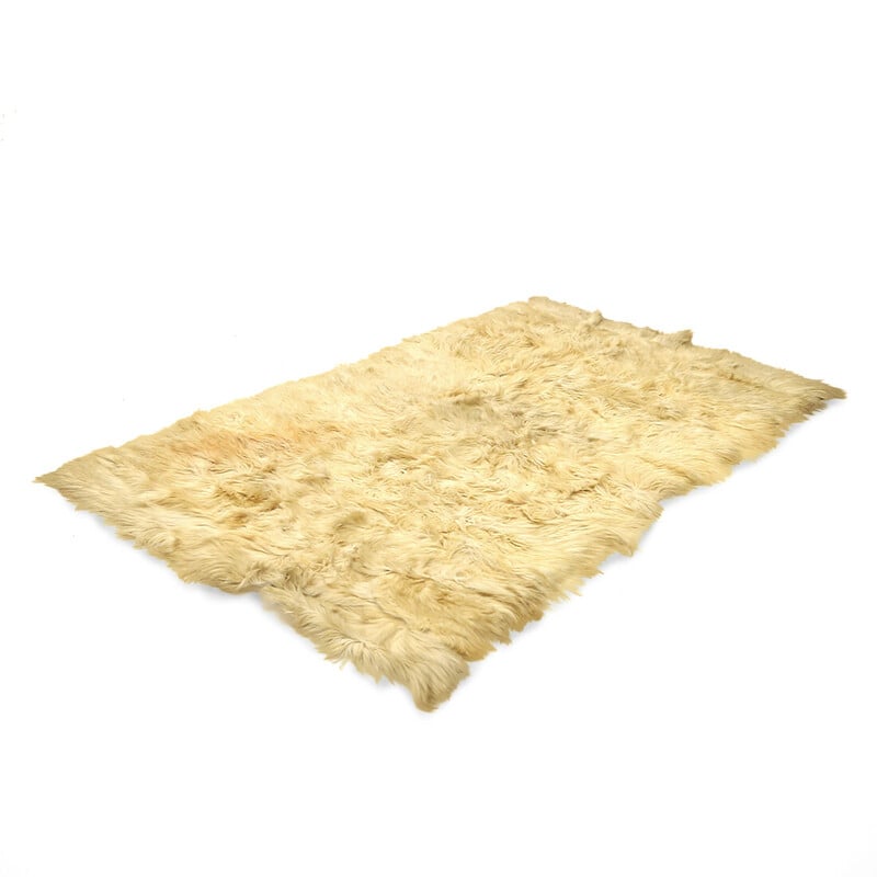 Tapis rectangulaire vintage italienne en peau de mouton, 1960