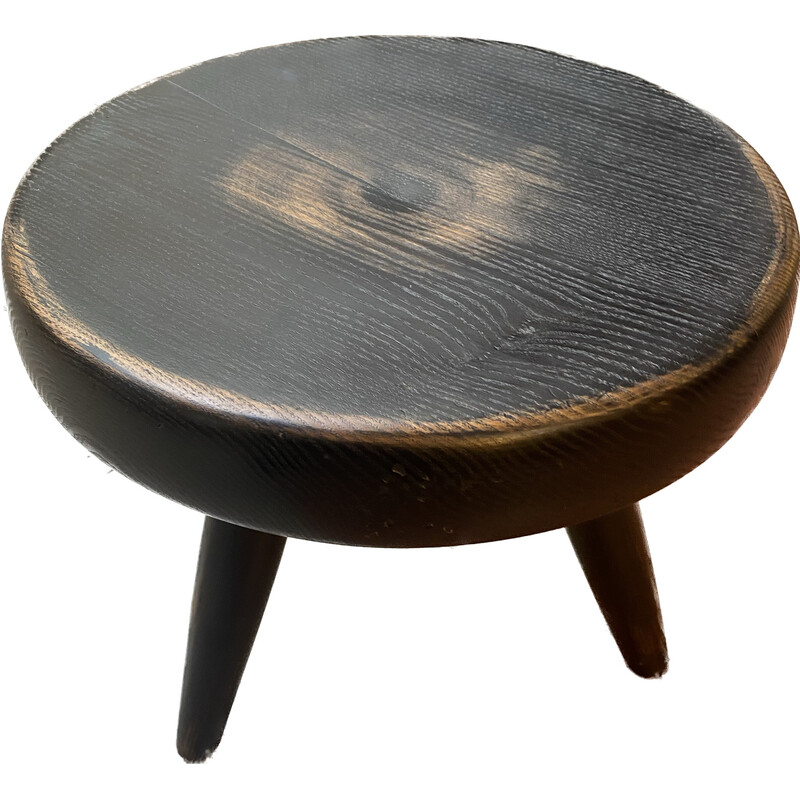 Vintage "Berger" stool in ashwood by Charlotte Perriand, 1970s