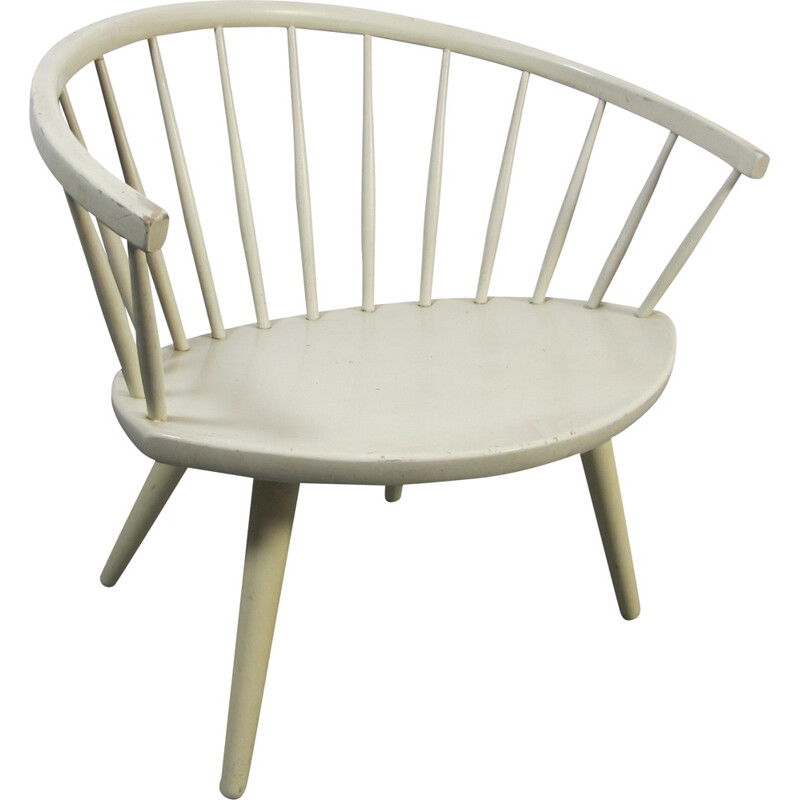 White Arka Chair by Yngve Ekstrom for Stolfabriks AB - 1950s