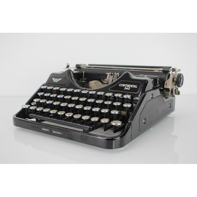 Vintage draagbare schrijfmachine van metaal, staal en chroom, Duitsland 1931-1940