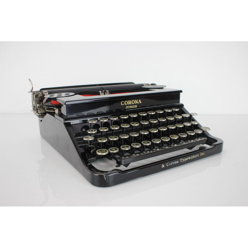 Macchina da scrivere portatile d'epoca in metallo, acciaio e cromo per Lc Smith