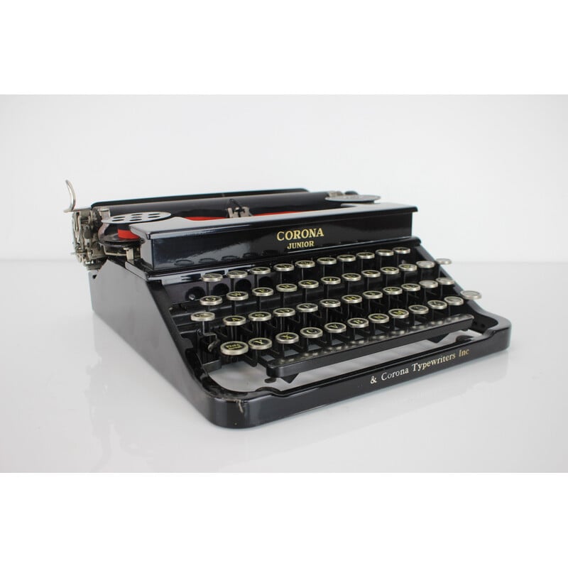Machine à écrire vintage portable en métal, acier et chrome pour Lc Smith & Bros, États-Unis 1395