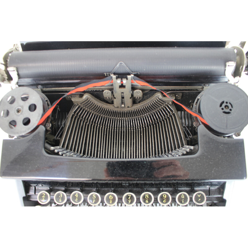 Máquina de escribir portátil vintage de metal, acero y cromo para Lc Smith