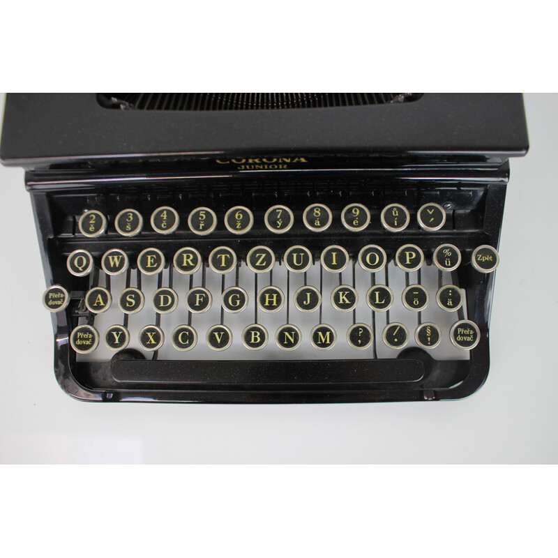 Vintage metalen, stalen en chromen draagbare schrijfmachine voor Lc Smith