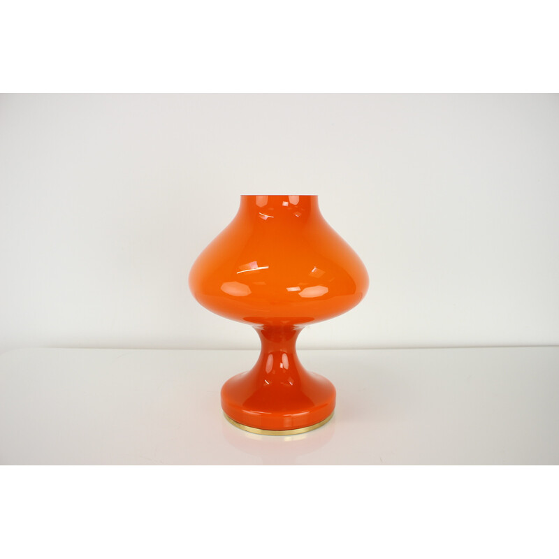 Lampe de table vintage en verre orange par Valasske Mezirici, Tchécoslovaquie 1970