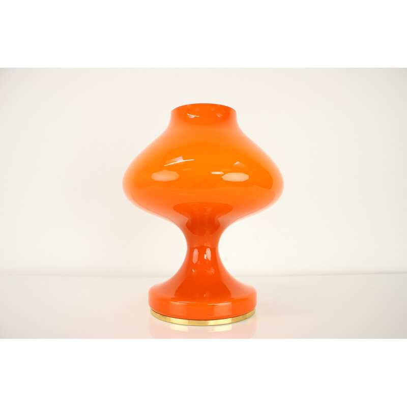 Lámpara de mesa vintage de cristal naranja de Valasske Mezirici, Checoslovaquia años 70